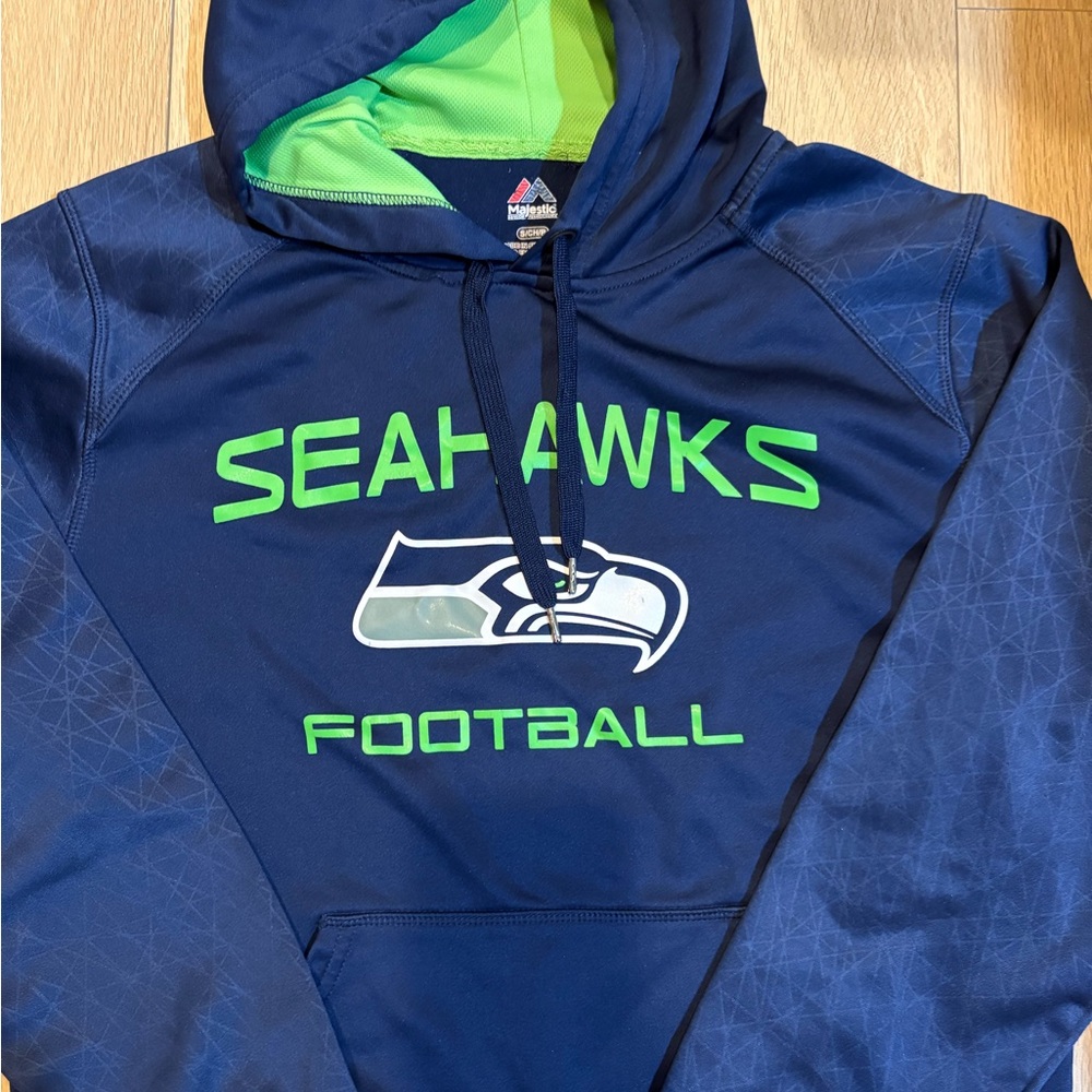 Majestic Seahawks Blue and Green Hoodie